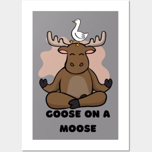 Goose on a Moose Animal Funny Posters and Art